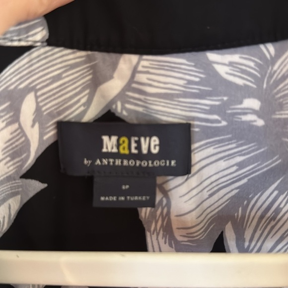 Maeve by Anthropologie Black and White Floral Romantic Midi Dress size 0 - Picture 5 of 7